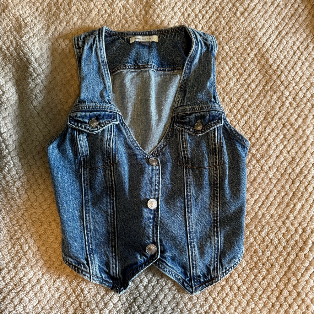 American Eagle Outfitters Blue Denim Vest